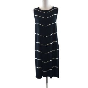 TXS By Thread Supply Vintage Black White Striped Shift Tank‎ Dress Womens Large